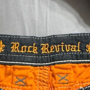 Rock Revival Navy and Gray Embroidered Shorts